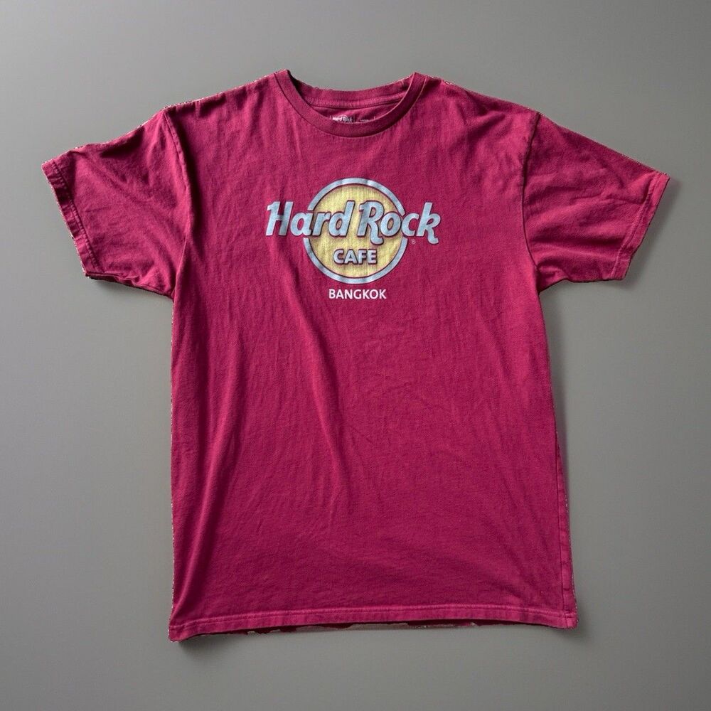 🔥🎸New Hard Rock Cafe Bangkok Original L Shirt Rock & Pop Burgundy Tourist